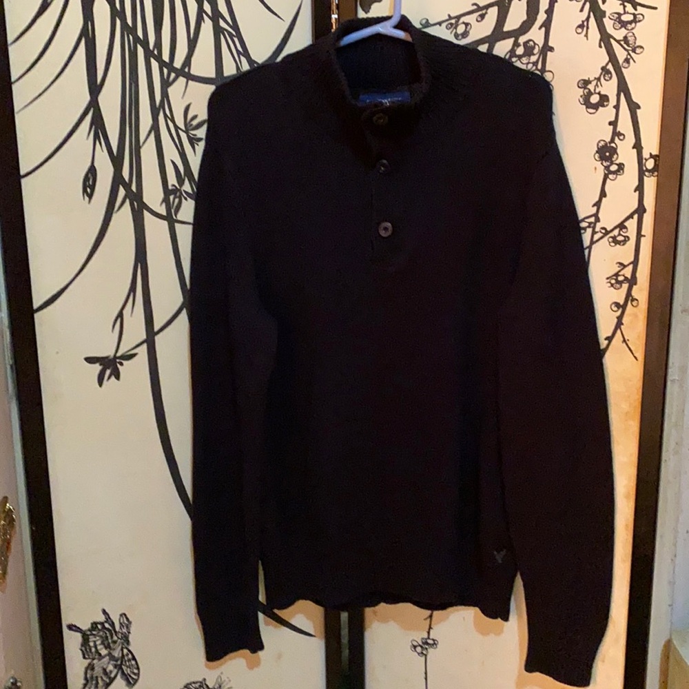 American Eagle Outfitters Men’s Navy Blue 1/4 Button Zipper Closure Pullover